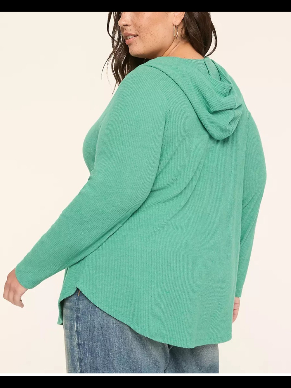 Lane Bryant Notch Neck Curved Hem Hoodie